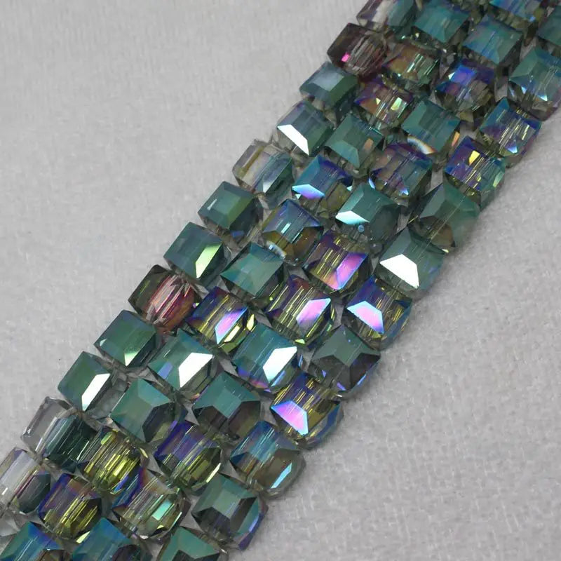 40pcs 10mm Faceted Red Multicolor Glass Square Loose Beads