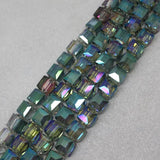 40pcs 10mm Faceted Red Multicolor Glass Square Loose Beads