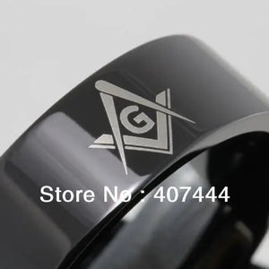 8MM Freemason Masonic Pipe Tungsten Carbide Ring US Size 6-13