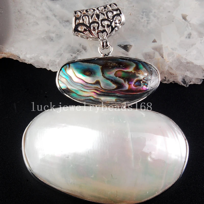 Mother of Pearl Abalone Shell Oval Pendant Bead C3770