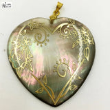 Mother of Pearl Shell Heart Pendant Bead WFH587