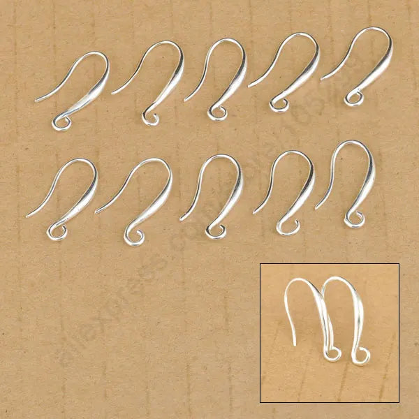 925 Sterling Silver Hook Earring Pinch Smooth Ear Wires