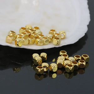 30pcs 4mm Gold Cube Square Shape Spacers Beads for Jewelry Findings