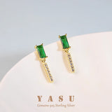 Yasu Sterling Silver 925 Turquoise French Asymmetrical Emerald Pearl Earrings