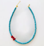 Evil Eye Pendant Red Coral Bead Necklace