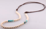 Natural Stones Antique Bronze Plated Link Bead Necklace