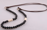 Natural Stones Antique Bronze Plated Link Bead Necklace