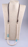 Natural Stones Antique Bronze Plated Link Bead Necklace