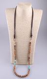 Natural Stones Antique Bronze Plated Link Bead Necklace