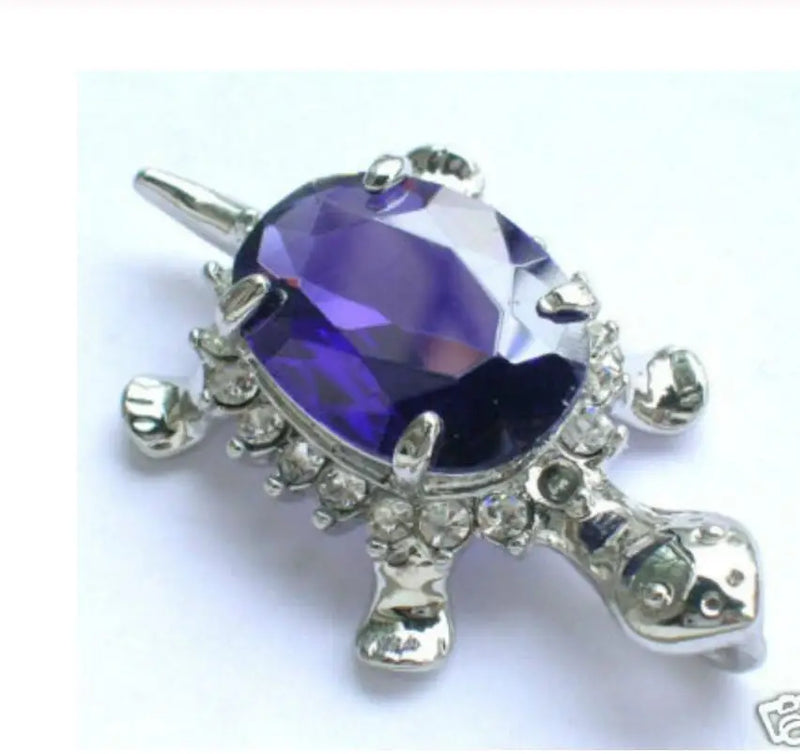 Purple Zircon Long Life Tortoise Pendant