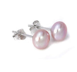 925 Silver Freshwater Pearl Grey Purple Stud Earrings