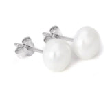 925 Silver Freshwater Pearl Grey Purple Stud Earrings