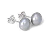 925 Silver Freshwater Pearl Grey Purple Stud Earrings