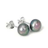 925 Silver Freshwater Pearl Grey Purple Stud Earrings