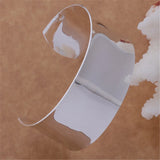Men Bracelet Silver Jewelry Big Smooth Cuff Bangle AS139