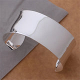 Men Bracelet Silver Jewelry Big Smooth Cuff Bangle AS139