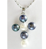 Mixed & Pearl Cross Pendant Necklace