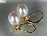 AAA+ 8*10mm Drop Akoya Pearl Dangle Earrings