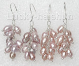 Baroque Dangle Earrings Grape Purple Rice Pearls