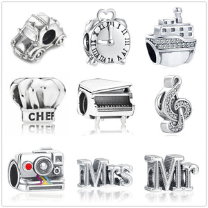 Silver Music Car Piano Camera Charm for DIY Jewelry
