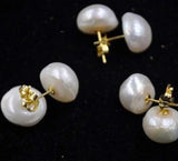 Golden Freshwater Baroque Pearl Earrings 10-11mm
