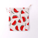 Red Watermelon Cotton Drawstring Bags 5pcs Lot