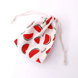 Red Watermelon Cotton Drawstring Bags 5pcs Lot