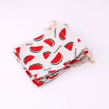 Red Watermelon Cotton Drawstring Bags 5pcs Lot