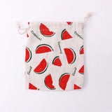 Red Watermelon Cotton Drawstring Bags 5pcs Lot