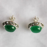 15mm Green Natural Jade Silver Plated Charming Earrings