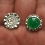 15mm Green Natural Jade Silver Plated Charming Earrings