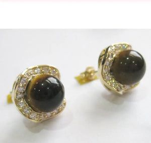 Tiger Eye Jade & Crystal Women's Earring