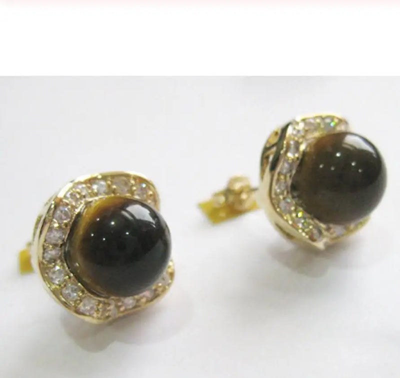 Tiger Eye Jade & Crystal Women's Earring
