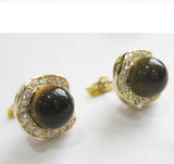 Tiger Eye Jade & Crystal Women's Earring