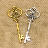 Vintage Large Crown Key Charms Zinc Alloy 10pcs