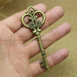 Vintage Large Crown Key Charms Zinc Alloy 10pcs