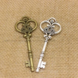 Vintage Large Crown Key Charms Zinc Alloy 10pcs