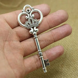 Vintage Large Crown Key Charms Zinc Alloy 10pcs