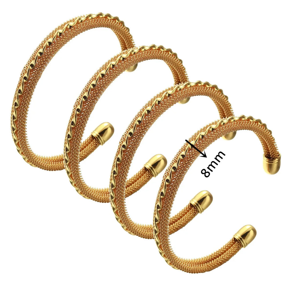 4pcs Dubai Bangle Openable Ethiopian Bracelet Wedding Jewelry