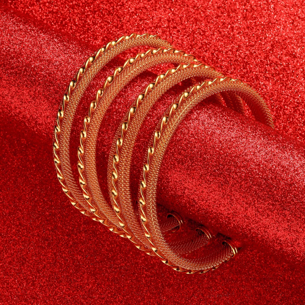 4pcs Dubai Bangle Openable Ethiopian Bracelet Wedding Jewelry