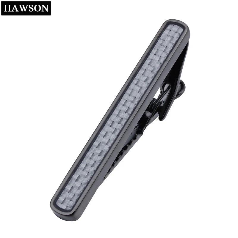 Gun Plated Carbon Fiber Tie Clip High Clasp Skinny Tie Bar