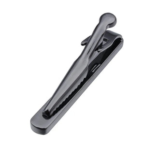Gun Plated Carbon Fiber Tie Clip High Clasp Skinny Tie Bar