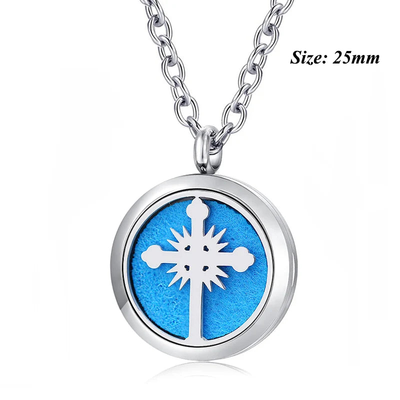 Religious Aromatherapy Oil Diffuser Pendant Necklace with Chain