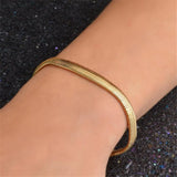 Men's 6MM 18K Flat Snake Bone Chain Bracelet 20.5CM