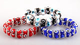 8mm Double Row Evil Eye Bracelet with Crystal Spacer