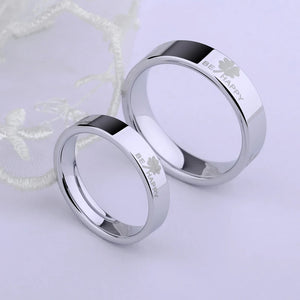 Happy Clover Engraved Tungsten Ring Set, Size 4-12
