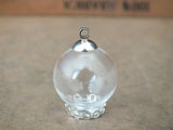 Glass Globe Round Ball Pendant Silver Plated Cap Necklace