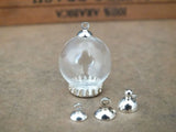 Glass Globe Round Ball Pendant Set - 10pcs/20x12mm - Silver Plated Cap