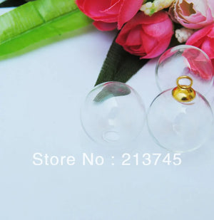 Glass Bubble & Cap Set for DIY Pendant - 20mmx5mm Bubble & 8mm Cap with Ring