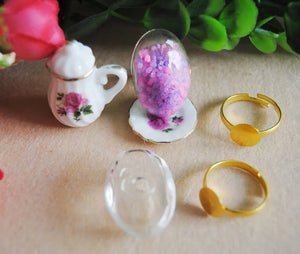 Glass Globe Bubble Vials & Ring Set DIY Pendant Glass Cover
